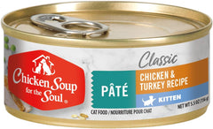 Chicken Soup for the Soul All Natural Premium Wet Kitten Food, Real Meat First Ingredient, No By-Products, Artificial Colors, Flavors or Preservatives, Chicken & Turkey Pate, 5.5oz (Pack of 24)