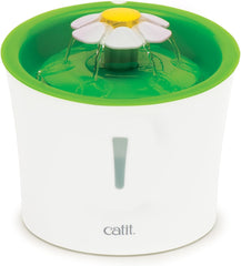 Catit Flower Fountain with Triple Action Filter, Cat Drinking Water Fountain, 3 L, Green