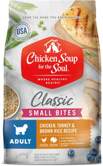 Chicken Soup for The Soul All Natural Premium Small Bites Adult Dry Dog Food, Real Meat First Ingredient, No by-Products, Supports Gut & Immune Health, Chicken, Turkey & Brown Rice