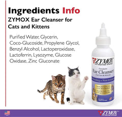 ZYMOX Enzymatic Ear Cleanser for Cats & Kittens, 4 oz. - Cleans and Refreshes Ear Canal for Relief from Wax and Dirt Buildup