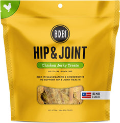 BIXBI Hip & Joint Support Chicken Jerky Dog Treats - USA Made Grain Free Dog Treats - Glucosamine, Chondroitin for Dogs - High in Protein, Antioxidant Rich, Whole Food Nutrition, No Fillers