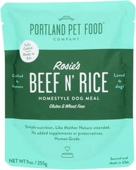 Portland Pet Food Human-Grade Homestyle Dog Meal, Rosie's Beef N' Rice, All Natural, Gluten Free, 9 Ounce (Pack of 8)