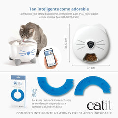 Catit PIXI Smart 6-Meal Feeder – Automatic Cat Feeder with App Control, Stainless Steel Tray, Custom Schedule, Ice Packs, for Dry & Wet Food