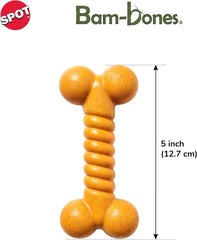 SPOT Bam-Bones Twist Bone - Made with Strong Bamboo Fiber, Durable Long Lasting Chew Toy for Light to Moderate Chewers for Dogs & Teething Puppies Under 25lbs, 5in Allergen Free Peanut Butter Flavor