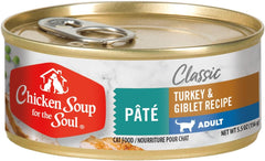 Chicken Soup for the Soul All Natural Premium Adult Wet Cat Food, Real Meat First Ingredient, No By-Products, Artificial Colors, Flavors or Preservatives, Turkey & Giblet Pate, 5.5oz (Pack of 24)