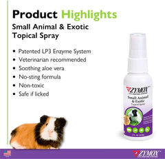 Zymox Small Animal & Exotic Topical Spray, 2 oz. – Supports Healthy Skin for Dog, Cat, Rabbit, Guinea Pig, Ferret, Hamster, Chinchilla, Monkey