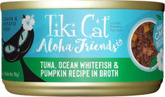 Tiki Cat Aloha Friends, Tuna, Ocean Whitefish & Pumpkin, Grain-Free & High Moisture, Wet Cat Food for All Life Stages