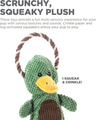 Outward Hound Scrunch Bunch Duck Interactive Plush Squeaky Dog Tug Toy