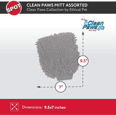 SPOT Clean Paws Chenille Microfiber Dog Towel Mitt - Super Absorbent, Quick-Drying, Washable, Double-Sided Glove for Wet Paws & Body, Durable, Odor-Free, Gently Massages & Dries, 9.5in x 7in