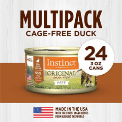 Instinct Original Pate Wet Cat Food, Grain Free Recipe - Real Duck, 3 oz. Cans (Pack of 24)