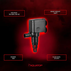 Aquatop MaxFlow Submersible Aquarium Power Head – High-Performance Water Pump – Quiet & Efficient – Ideal for Freshwater & Saltwater Aquariums