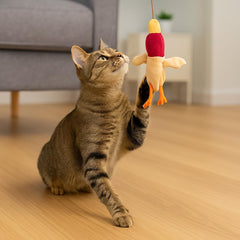 Skinneeez Stuffing-Free Forest Friends Cat Teaser Wand Toy with Catnip – Interactive Play for Cats and Breeds, Assorted Characters, 12-Inch