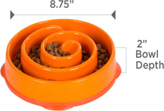 Outward Hound Fun Feeder Slow Bowl in Orange Plastic for Dogs