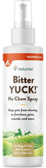 NaturVet Bitter Yuck! No Chew Spray for Dogs, Cats, and Horses Pet Training Spray, Liquid, Made in The USA, 8 Ounce