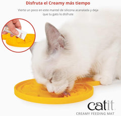 Catit Creamy Lickable Cat Treat Feeding Mat, Fish Shaped Cat Placemat