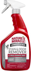 Nature's Miracle Advanced Platinum Stain and Odor Remover and Virus Disinfectant, 32 Ounces, Disinfects and Cleans