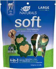 Ark Naturals Soft Brushless Toothpaste, Soft-Baked Dog Dental Chew with Toothpaste Center, Freshen Breath, Reduce Plaque & Tartar