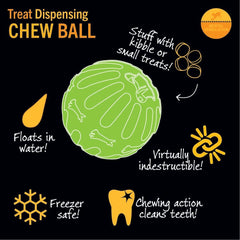 Starmark Treat Dispensing Chew Ball Tough Dog Toy, Medium/Large