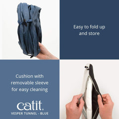 Catit Vesper Cat Tunnel, Cat Toy, Blue, 41995