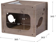 Petpals 2 in 1 Cat House with Corrugate Scratching Pad, Cozy pet Hideaway, Replaceable Scratching Pat, Cat Scratching Cardboard, Easy to Assemble,15x15x19 inches