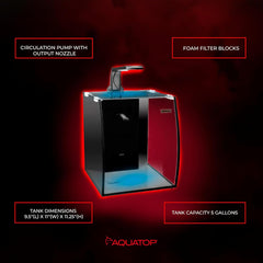 Aquatop Vertical Bowfront Glass Aquarium – All-in-One Tank with Filter and LED Light, High Clarity Glass for Freshwater & Saltwater