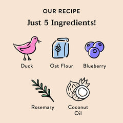 Bocce's Bakery Oven Baked Quack, Quack Treats for Dogs, Everyday Wheat-Free Dog Treats, Made with Real Ingredients, in The USA, All-Natural Duck & Blueberry Biscuits, 5 oz