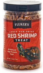 Fluker's All Natural Large Sun-Dried Red Shrimp, High Protein Treats, Aquatic Turtle Food, Great for Aquatic Frogs, Tegus, Monitors, and Tropical Fish