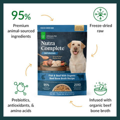 ULTIMATE PET NUTRITION Nutra Complete Bone Broth Infusions, 100% Freeze Dried Raw Veterinarian Formulated Dog Food with Antioxidants Prebiotics and Amino Acids
