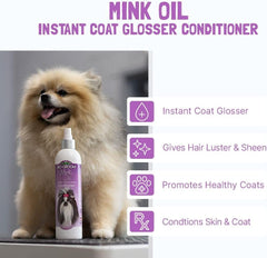 Bio-Groom Mink Oil Dog Conditioner Spray – Dog Sunscreen, Vitamin E, Non-Sticky, Dog Polish, Cat & Dog Grooming Supplies, Cruelty-Free, Made in USA, Dog Products 12 fl oz 2-Pack