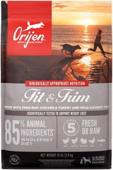 ORIJEN Fit & Trim Dry Dog Food, Grain Free Dry Dog Food, Fresh or Raw Ingredients