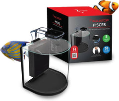 Aquatop Pisces Curved Bowfront Aquarium, 5-Gal Nano Tank – 53 GPH Flow Rate – Semi-Circle Glass Aquarium Kit with Touch Sensitive LED Light & Filter