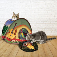 KONG Play Spaces Pop Up Glamping Tent for Cats - Dangling and Crinkle Toys