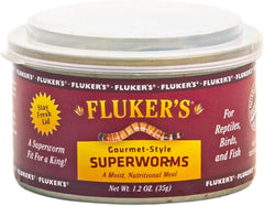 Fluker's Gourmet Canned Food for Reptiles, Fish, Birds and Small Animals, Super Worms, 1.2 oz