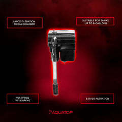 Aquatop Forza Power Filter for Aquariums – for 5-15 Gal Freshwater & Saltwater – Advanced Filtration Design for Crystal Clear Water