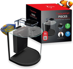 Aquatop Pisces Curved Bowfront Aquarium - 53GPH – Nano Semi-Circle Glass Aquarium Kit – Touch LED Light – Built-in Filter for Fresh & Saltwater