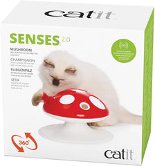 Catit Senses 2.0 Mushroom - 360 Degree Interactive Feather Toy for Cats with Two Play Modes