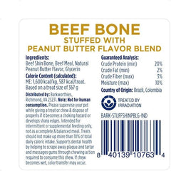 Barkworthies Peanut Butter Stuffed Bone for Dogs