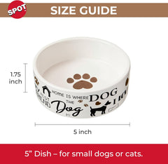 SPOT I Love Dogs Dish -Round Ceramic Food/Water Bowl with High Walls for Pets, Dishwasher Safe, Ideal for Small Dogs, Cats, Reptiles, Large Birds