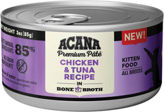 ACANA PREMIUM PATE Wet Cat Food for Kittens, High Protein Chicken and Tuna in Bone Broth Recipe