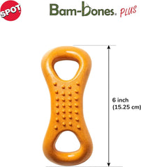 SPOT Bam-bones PLUS Figure 8 - Bamboo Fiber & Nylon, Durable Long Lasting Dog Chew for Aggressive Chewers – Toy for Dogs & Puppies under 60lbs, Non-Splintering, 6in, Allergen Free Peanut Butter Flavor