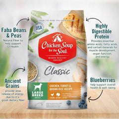 Chicken Soup for the Soul All Natural Premium Large Breed Adult Dry Dog Food, Real Meat First Ingredient, No By-Products, Supports Heart, Gut & Immune Health, Chicken, Turkey & Brown Rice