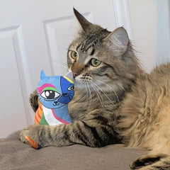 KONG Artz Cats - Crackling Cat Toys with Catnip, Ribbon and Tail (Kahlo/Picasso)