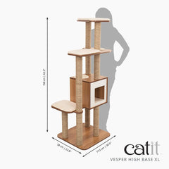 Catit Vesper High Base Extra Large Cat Tree, Cat Furniture, 52060, Walnut
