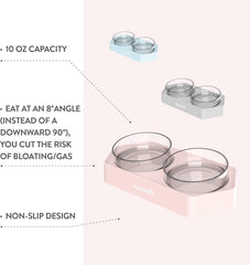 McLovin's 8 Degree Tilted Design Slanted Dual Angled Bowl for Dogs and Cats - Pink Tilted Dog Food Bowl Pet Feeder with Non-Skid & Non-Spill Design - Easier to Reach Food and Improve Digestion