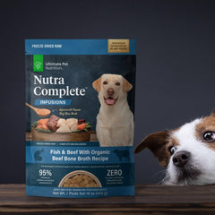 ULTIMATE PET NUTRITION Nutra Complete Bone Broth Infusions, 100% Freeze Dried Raw Veterinarian Formulated Dog Food with Antioxidants Prebiotics and Amino Acids