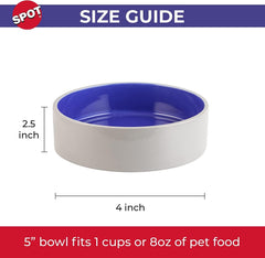 SPOT Standard Crock Dish for Small Animals - Food/Water Bowl for Small Pets, Round Ceramic Bowl with High Walls, Ideal for Birds, Small Cats, Dishwasher Safe