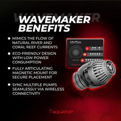 Aquatop MaxFlow MWV-1000 DC Wavemaker Pump with Controller - For 25-55 Gallon Aquariums - Safe for Salt & Freshwater - Energy-Efficient, Low Power Use