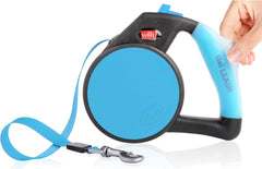 Wigzi Gel Handle Reflective Tape Blue Retractable Dog Leash