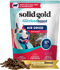 Solid Gold Air Dried Dog Food Toppers for Picky Eaters - Healthy Dog Treats Made with Real Beef to Serve as Meal Topper or Dog Treat - Supports Muscle Growth, Immunity, and Healthy Digestion 2-lb