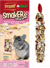 A&E Cage Co. Smackers Treat Sticks for Chinchilla- Coconut & Rose Petal Flavor,Multi Colored,ZVP-1605 1 ea